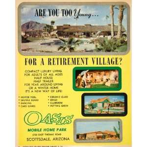 1962 Ad Oasis Mobile Home Park Retirement Village Scottsdale Arizona 