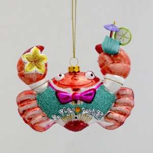  Pack of 6 Under the Sea Party Crab Glass Chrsitmas 