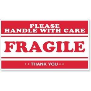   Handle with Care Fragile Coated Paper Label, 7 x 4