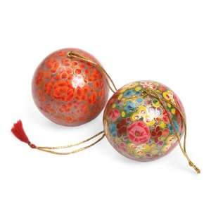  Paper Mache and Paint Assorted Ornament Round Too Mache 