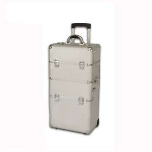 29 Inch Silver Pro Cosmetic Beauty Train Wheeled Case Aluminum Rolling 