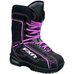  Youth FXR Cold Cross Snowmobile Boots, BLK/CYAN