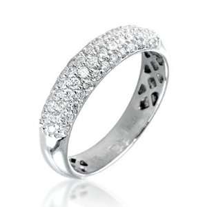   Set Round Brilliant Pava Diamond Ring in 18ct White Gold, Ring Size 8