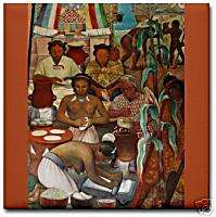 Diego Rivera Mural Indian Culture Corn Ceramic Art Tile  