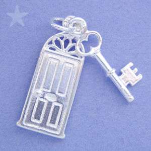 FRONT DOOR & KEY NEW HOME Sterling Silver Charm Pendant  