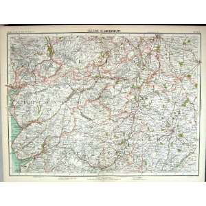   Map England 1891 Shrewsbury Montgomery Shropshire