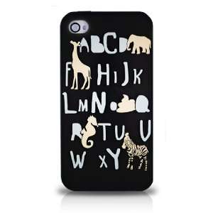  Apple iPhone 4 Black with Alphabet Giraffe Elephant Zebra 