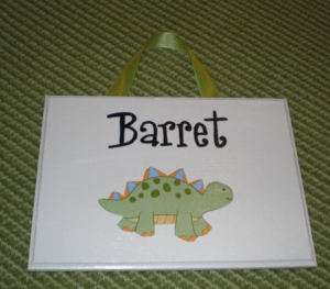 LIL DINO Baby Personalized Door Sign mw Lambs & and Ivy  