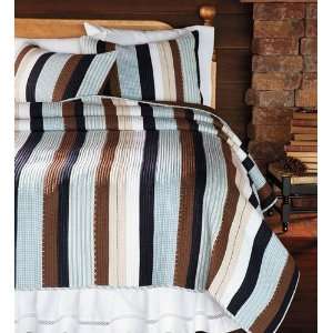  Striped Blue and Brown Twin Cotton Quilt