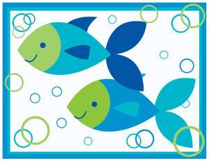 OCEAN SEA LIFE FISH GREEN BLUE BUBBLES NURSERY BABY WALL BORDER DECALS 