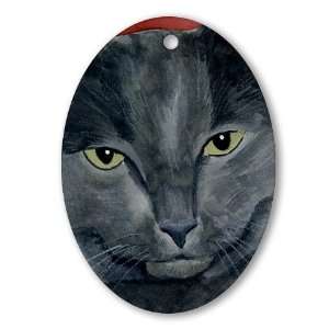  Russian Blue Cat Pets Oval Ornament by 
