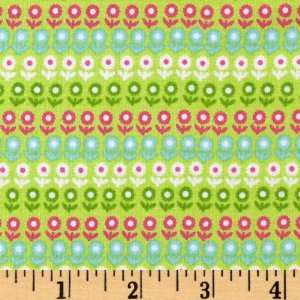  44 Wide Pocket Full Of Posies Stripes Lime Fabric By The 