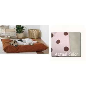   Dog Or Cat Pet Pillow Bed   Khaki & Pink Polka Dot