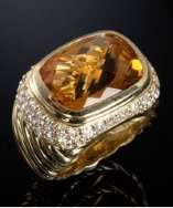 David Yurman citrine and diamond pave cable ring style# 308680901