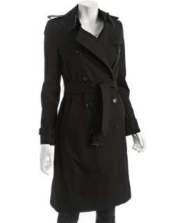 Burberry black cotton poly belted trench coat  