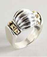 Lagos silver and gold cable studded ring style# 320278001
