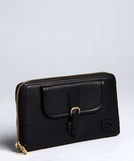 See By Chloe black leather faux flap pocket continental zip wallet