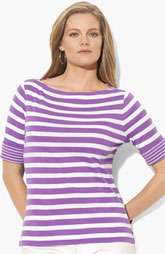 NEW Lauren by Ralph Lauren Stripe Boatneck Top (Plus) $34.99