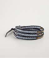 Chan Luu blue mirage beaded and nugget leather wrap bracelet style 