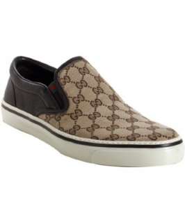 Gucci beige GG canvas and leather boat shoes  