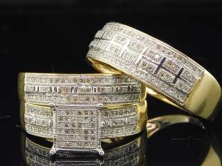  YELLOW GOLD 0.51 CT DIAMOND WEDDING TRIO SET ENGAGEMENT RING  