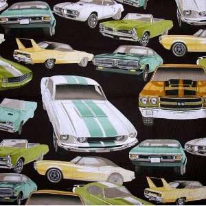  45 Wide Pure Muscle Automobiles Brown Fabric By The Yard 