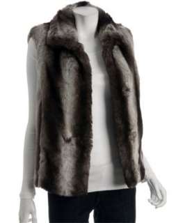 Adrienne Landau grey chinchilla faux fur vest  