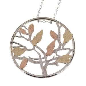   Pendant W/ 14KT Rose & Yellow Gold Mini Leaves on 18 Chain Jewelry