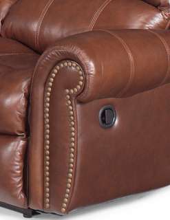 Cognac Leather Traditional Recliner Sectional Sofa  