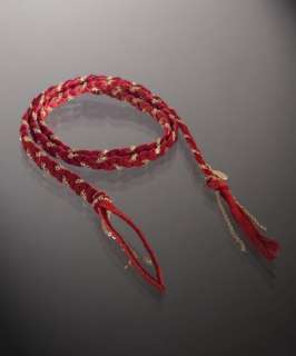Sogoli red suede and chain braided wrap bracelet   