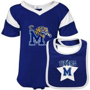Memphis Tigers Royal Blue Newborn Romper & Bib Set (6 12 Months)