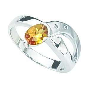    Sterling Silver Citrine 0.02ct Diamond Ring Size 8 Jewelry