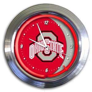  Ohio State Buckeyes College 14 Chrome Neon Clock (NEW 