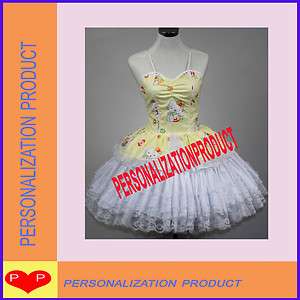   Lolita yellow Cosplay Hello Kitty Pattern 2 Ballroom Corset dress