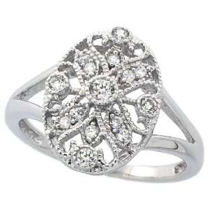  Silver Wedding & Engagement Ring Sterling Silver Filigree Oval Ring 