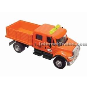   International 7000 2 Axle Crew Cab Solid Stake Bed Truck   Orange