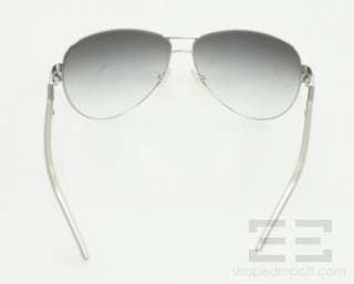 Fendi Silver Gradient Lens & Woven Leather Aviator Sunglasses FS5020 