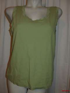   ~COLDWATER CREEK Light Green Ribbed Sleeve less Tank Top Size L Large