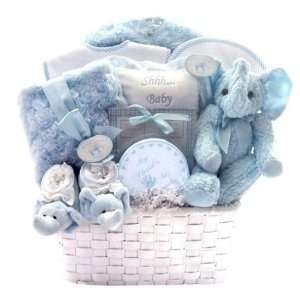  Winter Luxuries New Baby Boy Gift Basket with Blue 