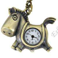 Cute Rocking Horse Brown Necklace Pocket Chain Watch Great Gift E6 