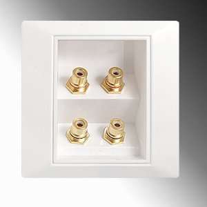 Amico Gold Tone Plated 4 RCA Ports Wall Plate Coupler Outlet Socket 