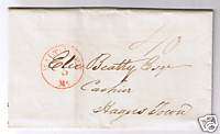1835 Cover Stampless Folded Letter Postmark Baltimore  