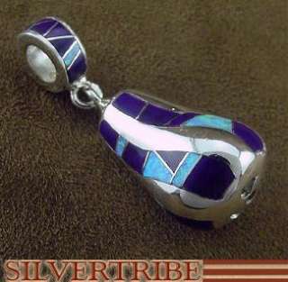 Sterling Silver Created Opal & Sugilite Inlay Pendant  
