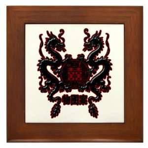  Framed Tile Two Chinese Dragons 