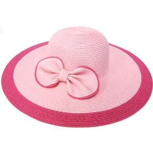 New Pink Party Cloche Bow Straw Hat with Bowknot Summer Sun Hat 