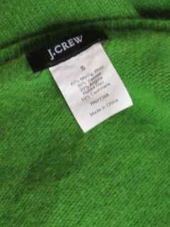 Crew green merino wool angora cashmere argyle print v neck sweater S 