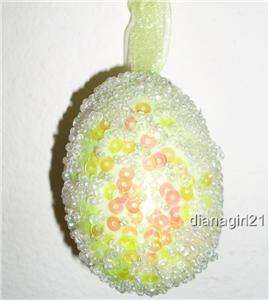 Large (real egg size) Sequenced and Beaded Easter Egg Tree Ornament 