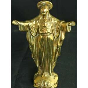  Vintage French Brass Sculpture Jesus Christ Blessing 