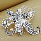 Silver Plated Flower Crystal Bridal Prom Hair Comb 2.4 FASHION