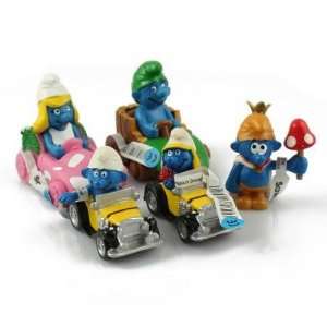  The Smurfs Racing Cute Action Figure Toys   5 Pieces 